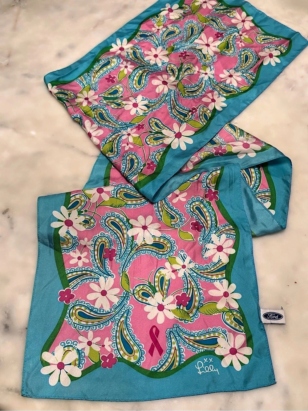Lilly Pulitzer Floral Paisley Scarf in Blue & Pink